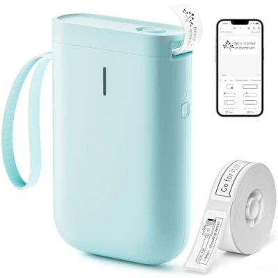 Image of NIIMBOT D11 Label Maker Machine Thermal Sticker Printer with 1 Roll White Starter Paper, Wireless Bluetooth for IOS and Android,Easy to Use Home,Office Organization (Green)