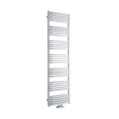 Image of Milano Bow White D Bar Middle Connection Heated Towel Rail 1800mm x 500mm