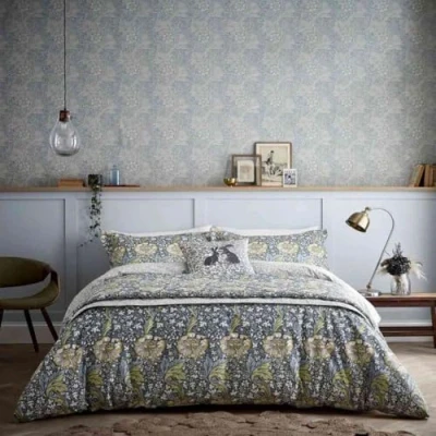 Image of Morris &amp; Co Kennet Cover Set King Size Indigo Gold