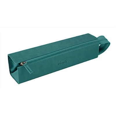 Image of RHODIA 319033C pencil case Rhodiarama Peacock 23x5x5 cm Flat opening for use as a Faux leather Storage pens, pencils, markers, small supplies