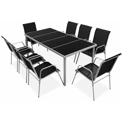 Image of Vidaxl 9 Piece Outdoor Dining Set Steel Black