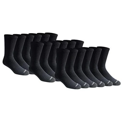 Image of Dickies Men&#039;s Big &amp; Tall Multi Pack Cotton Blend Cushioned Work Crew Socks 36, Black (18 Pairs), Shoe Size: 12 15