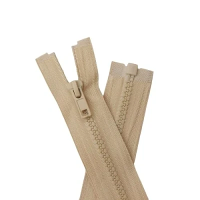Image of YaHoGa Pack of 2 78 cm Zip Plastic 5 mm Separable for Jackets Beige