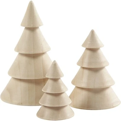 Image of Creativ 100263 Wooden Christmas Trees, H: 5+7,5+10 cm, D: 3,5+5,4+6,7 empress wood, 3pcs