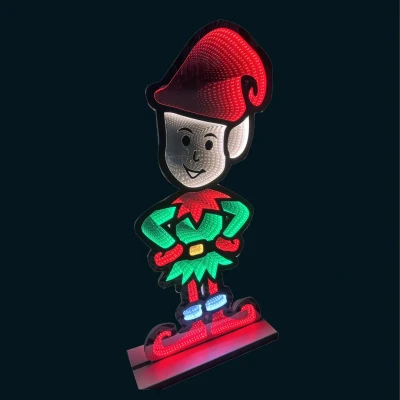 Image of 6ft (1.8m) Tall Light up Christmas Elf Infinity Decoration with Multi Coloured LEDs