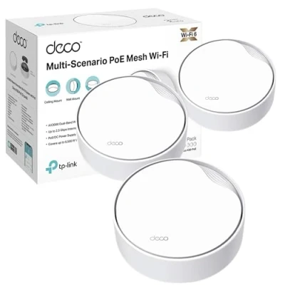 Image of TP Link Deco X50 PoE AX3000 Whole Home Mesh Wi Fi 6 System with PoE, Dual Band, AI Driven Mesh, cover up to 6,500 ft2, Connect 150 devices, 1.0 GHz Core CPU, HomeShield, Pack of 3