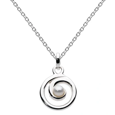 Image of Dew Women&#039;s Sterling Silver and Fresh Water Pearl Spiral Necklace of Length 18 inch