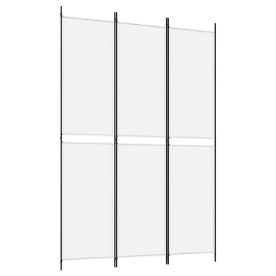 Image of vidaXL White Fabric Room Divider 3 Panel Folding Privacy Screen/Paravent for Living Room/Bedroom, Lightweight Iron Frame, 150x220cm
