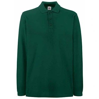 Image of Fruit of the Loom Mens Premium Long Sleeve Cotton Polo Shirt