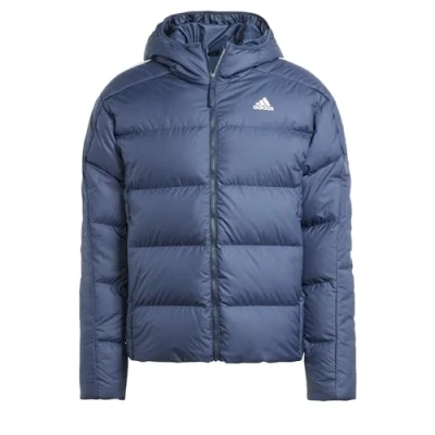 Image of adidas Men&#039;s Essentials Midweight Down Hooded Stripes Jacket, Legend Ink, S
