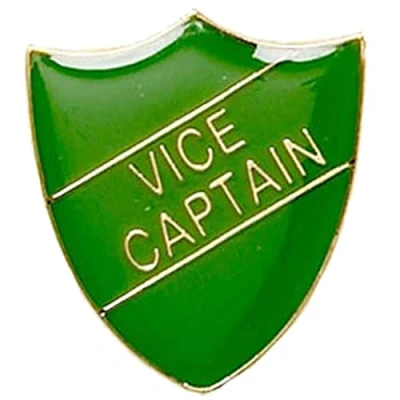 Image of Emblems Gifts Vice Captain Shield Shape Badge ideal for schools (Green)