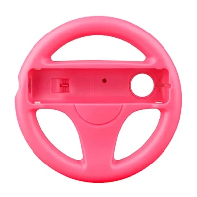 Image of OSTENT Mario Kart Racing Games Steering Wheel Compatible for Nintendo Wii Remote Controller Color Pink
