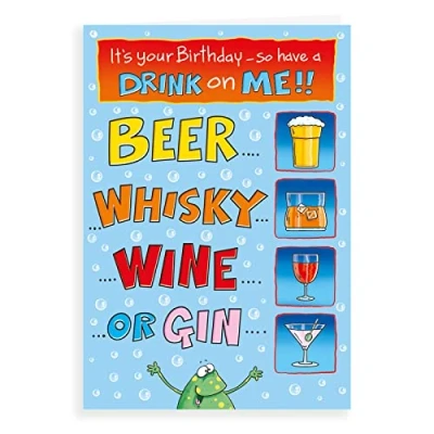 Image of Regal Publishing Humour Funny Birthday Card Drink on me 7 x 5 inches