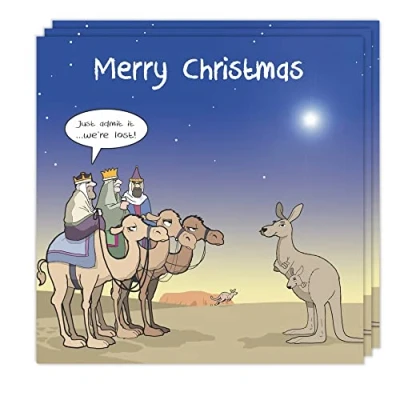 Image of Twizler Funny Christmas Cards Pack of 3 Three Wise Men Design Multipack Merry