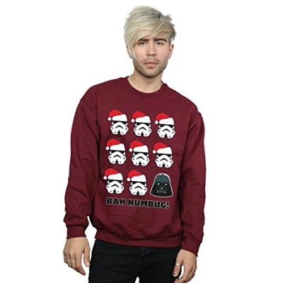 Image of Star Wars Men&#039;s Christmas Humbug Sweatshirt Large Burgundy