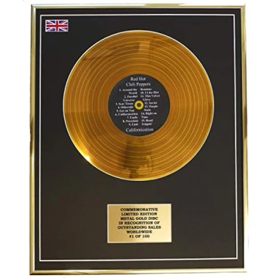 Image of RED HOT CHILI PEPPERS CALIFORNICATION METAL GOLD RECORD DISPLAY COMMEMORATIVE LTD EDITION