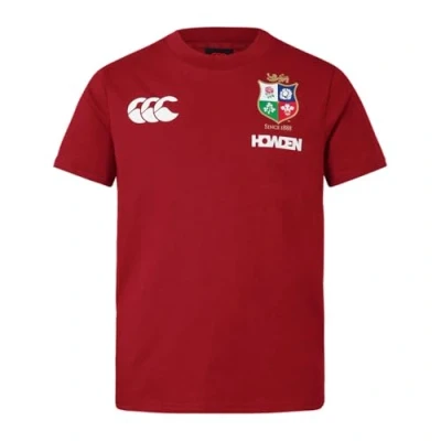Image of Junior British &amp; Irish Lions Canterbury Cotton Rugby Jersey Tee, Red Dahlia, 8
