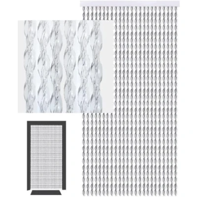 Image of DEFACTO Door Curtain 100 x 200 cm Thread Glitter Hanging for Doors Christall PVC Curtains, Stripes, Glittery Shine Made in Italy Transparent