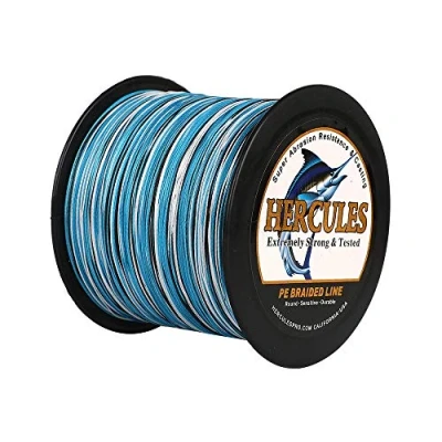 Image of Hercules Braided Fishing Line 2000m 2187yds 6lbs 100lbs Pe Superline 4 Strands (Blue Camo 60lb/27.2kg 0.40mm)