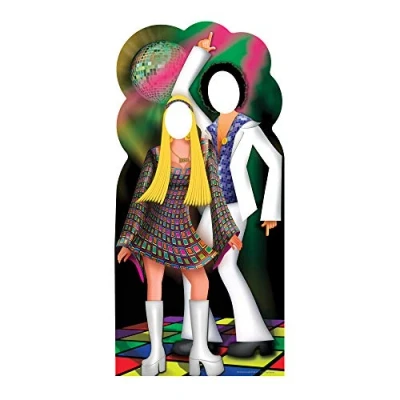 Image of Star Cutouts SC190 Disco Couple Stand in Lifesize Cardboard Cutout Perfect &amp; 70s Party Decoration 190cm/6ft 2in Tall