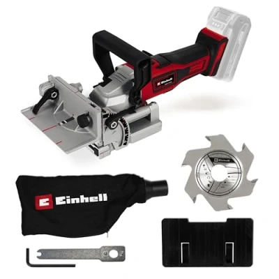 Image of Einhell Power X Change 18V Cordless Biscuit Jointer Variable Cutting Depth Plate Joiner With Dust Extraction For Woodworking TE BJ 18 Li Solo (Battery Not Included)