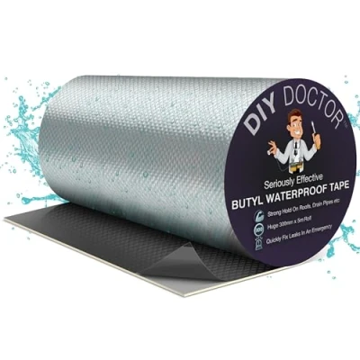 Image of DIY Doctor Butyl Tape Waterproof for Leaks Roof Sealant Outdoor Repair Aluminium Foil 300mm x 5m