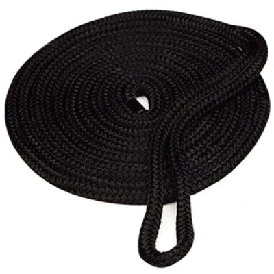 Image of FreeTec Boat Fender Line Nylon Dockline Mooring Rope with Eye 15 mm Diameter 7 m Long Black