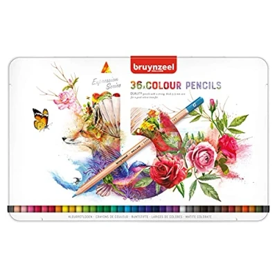 Image of Bruynzeel Expression Colored Pencil Set of 36 in Tin for Drawing, Coloring Books Adults, Bullet Journaling