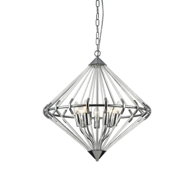 Image of Gerda 7 Light Chrome Ceiling Fitting Wire Frame Pendant