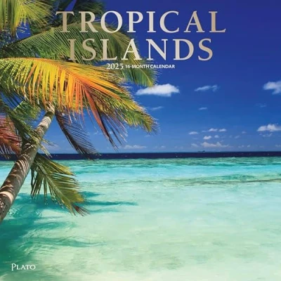 Image of Tropical Islands 2025 12 x 24 Inch Monthly Square Wall Calendar Foil Stamped Cover Plato Scenic Travel Photography