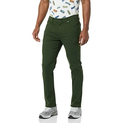 Image of Amazon Essentials Men&#039;s Slim Fit 5 Pocket Stretch Twill Trousers, Dark Olive, 31W / 28L