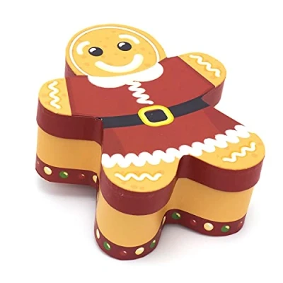 Image of Carousel Home Set Of 3 Gingerbread Man Gift Boxes Christmas Wrapping Xmas Present With Lids