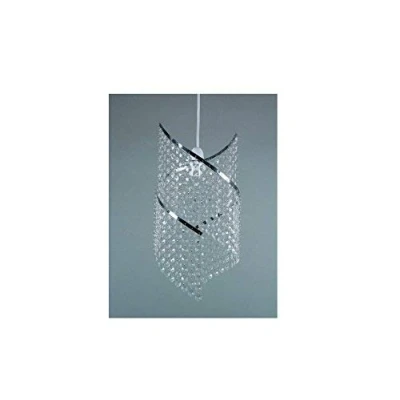 Image of Chandelier Style Ceiling Light Shade Droplet Pendant Acrylic Crystal Bead Luxury Easy Fit Spiral Gem Choose Design (Spiral Clear)