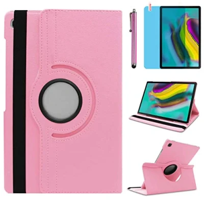 Image of Case for Samsung Galaxy Tab S5e 2019 10.5 inch (SM T720 SM T725) 360 Degree Rotating Stand Full Protective Smart Cover,Bonus Stylus Pen,Screen Film (Pink)