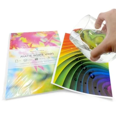 Image of Evergreen Goods Ltd 10 Sheets of A4 Self Adhesive Matte White Vinyl Sticker Paper Laser Printable Labels PVC Material Waterproof Ideal for Creating Signs, Labels, and Stickers