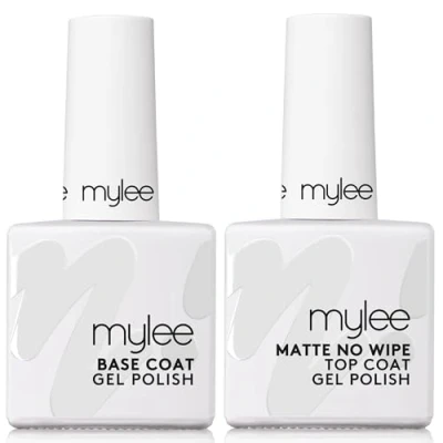 Image of Mylee Nail Gel Polish Top &amp; Base Coat, UV/LED Soak Off Art Manicure Pedicure for Salon Home Use Lasts up to 2 Weeks, Easy Apply, Durable Safe (Matte No Wipe 2x10ml, 2x10ml)