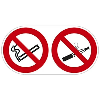 Image of Exacompta Ref. 67111E 1 round panel Prohibition of vaping and smoking In non slip UV resistant treated vinyl Dimensions the panel: 30 x 15 cm colour: red white