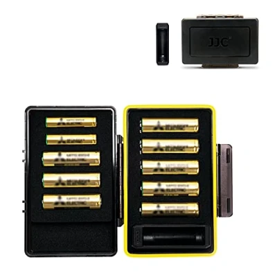 Image of JJC AAA AA Battery Organiser Storage Case with Tester, Portable Waterproof Hard Holder Batteries Organizer Checker Holds 10 for