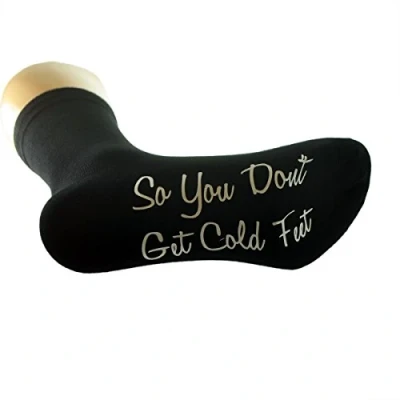 Image of Sole Script Design Mens Black Wedding Socks UK Shoe Size 5 12 in Various Roles (So You Don&#039;t Get Cold Feet)