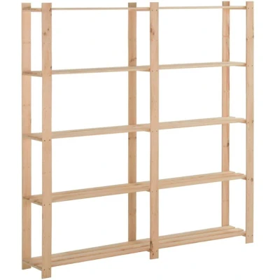 Image of vidaXL 5 Tier Storage Rack 170x28.5x170 cm Solid Pinewood