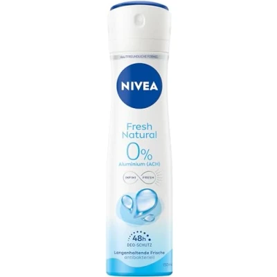 Image of NIVEA Fresh Natural Deodorant Spray, without Aluminium (ACH) with Gentle Care, Antibacterial 48 Hour Protection and Unique Infinifresh Formula (150 ml)