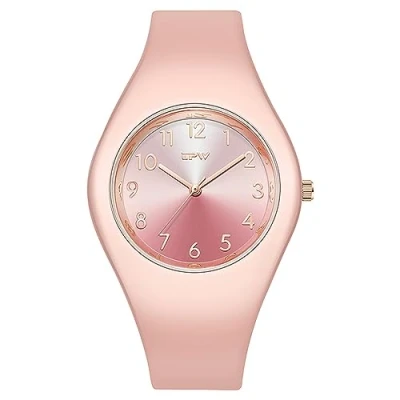 Image of Aroncent Kids Analog Silicone Watch: Waterproof Children Quartz Watch with Strap Easy to Read Wrist Watches for Girls Boys Pink