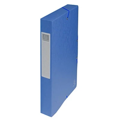 Image of Exacompta Ref 50400E Elasticated Filing Boxes 240 x 320mm in Size, Suitable for A4 Documents, 600gsm Premium Pressboard, 40mm Spine with Label Random Colour