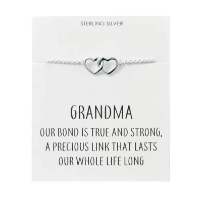 Image of Philip Jones Sterling Silver Grandma Quote Heart Link Bracelet