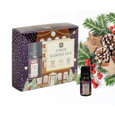 Image of Set of 3 Christmas Fragrance Burner Oils Festive Scented Essential Oil Potpourri 10ml