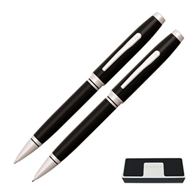 Image of A. T. Cross Coventry Black Lacquer Ballpoint Pen + Mechanical Pencil Set