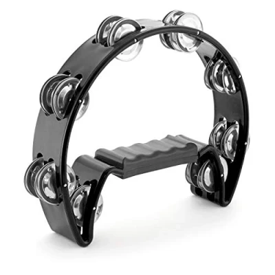 Image of TIGER TAM14 BK Half Moon Tambourine Sixteen Pairs of Jingles Black