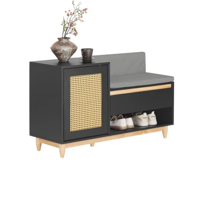 Image of Hallway Bench Storage Shoe Cabinet with and Cushion,FSR128 W Sobuy