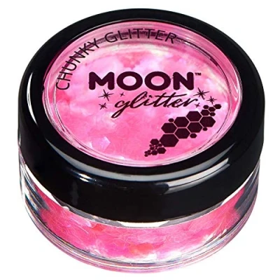 Image of Iridescent Chunky Glitter by Moon Pink Cosmetic Festival Makeup for Face, Body, Nails, Hair, Lips 3g