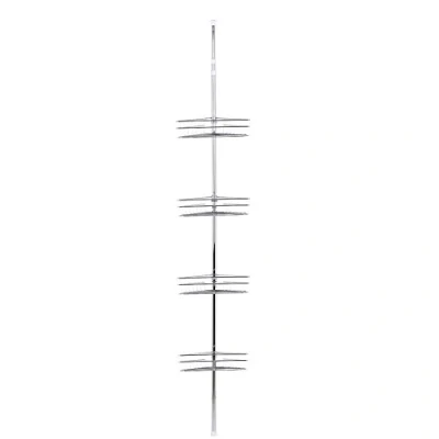 Image of Telescopic Shelves Bathroom, Shower Caddy, Caddy Corner Free Standing, Metal Shelf, 4 Tier Adjustable Bathroom Shelf